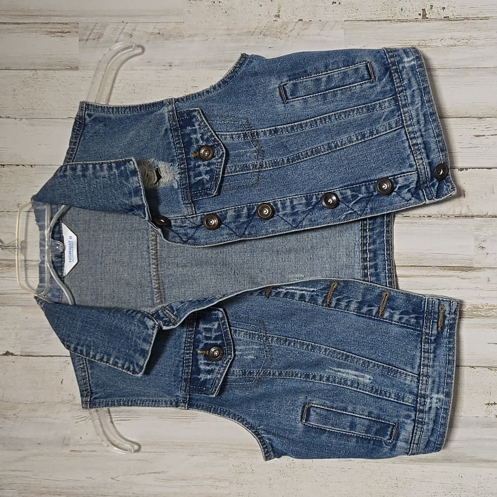 Highway Jeans Dark Wash Distressed Denim Jean Vest